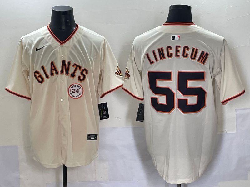 Men 2025 San Francisco Giants #55 Lincecum Cream Game Nike MLB Jersey style 7->new york mets->MLB Jersey